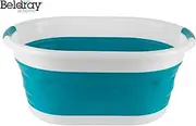 Beldray LA034816TQ Collapsible Laundry Basket - Foldable Clothes Basket, 37 L Washing Tub, Large Collapsible Laundry Bin with Carry Handles, Pop Up Laundry Hamper, Ideal for Camping/Festivals, Blue