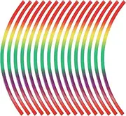 X AUTOHAUX 16 Pcs Wheel Rim Stickers Arc-Shape Car Wheel Rim Tapes Decoration Stickers for 17"-19" Rim Assorted Color PET