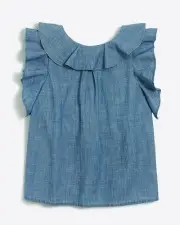 Girl's Crewcuts by J.CREW Chambray ruffle tank top Top 12 NWT Open Back