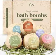 Earth Vibes Organic & Natural Bath Bombs Kit Set - Large Handmade Essential Oil Lush Fizzies Bubble Spa To Moisturize Dry Skin - Best Gift Ideas for Women, Girlfriend & Kids - 6 x 4.2 oz