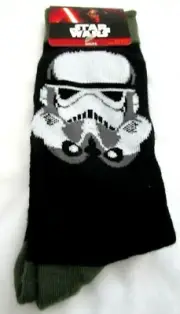 Kid's Star Wars Black with White Storm Trooper Pair of Socks, Size 10-13-New!