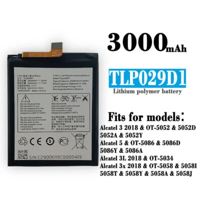 New Battery For Alcatel 3 5 3X OT-5052D OT-5086D OT-5034 Internal Replacement