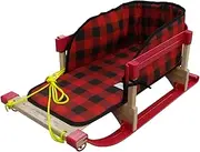 Superio Children Wooden Sled, Snow Sled for Toddlers, Kids Sleigh with Pull Ropes and Cushion, Baby Sled, Red