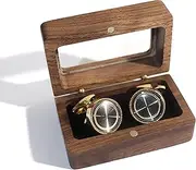 [HAMKVBPR] Cufflinks Gift Box Solid Wood Cufflink Box Cufflink Set Box Packaging Box for Women Men