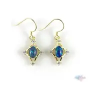 Genuine Australian Gold Drop Opal Earrings 7x5mm Diamond Shape Hook Dangle