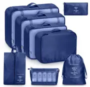 8 Set Travel Luggage Organizer Packing Organisers,Navy