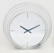 Round mirrored clock wall decor silver 50D
