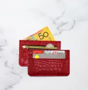 2x Slim Minimalist Card Wallet Compact Zip Coin Pocket Money Holder