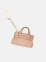 GUESS Beige Leather Handbag Keyring