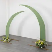 2 SAGE GREEN Fitted Spandex Half Crescent Moon Arch BACKDROP STAND Events
