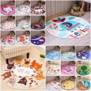 Kids Cartoon Animals Room Floor Mat Circle Round Carpet Anti-slip Chair Rug Mat
