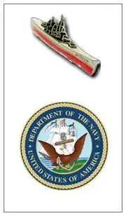 USS New Jersey BB 62 Battleship Fleet Task Group Okinawa 16 inch Guns Pin Tac US