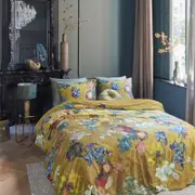 Bedding House x Van Gogh Queen Gold Van Gogh Partout des Fleurs Gold Cotton Sateen Quilt Cover Set