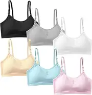 [FIRITHYC] Girls Padded Training Bras, 5 Packs Teen Girls Thin Cotton Breathable Sports Bra Fits 10-16 Years Wire Free Push Up Bra Running, 6 Packs Style A, 10-16 Jahre