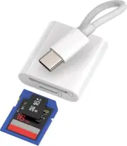 USB C SD Card Reader iPhone 15 Pro Max Plus Dongle (2in1) Type-C TF Micro SD
