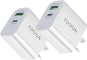 20W USB C Charger 2Pack 2-Port PD + QC 3.0 Fast Charging Phone AU Plug Power Delivery Wall Charger for iPhone 13/12/12 Mini/12 Pro Max, Samsung Galaxy 21 S20 and More