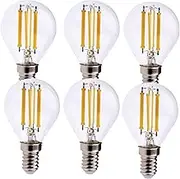 FEILEMAN E14 LED Light Bulbs SES Small Edison Screw 7W G45/P45 3000K Warm White Super Bright Ball Bulbs Replaces 60W, G45 E14 LED Bulb,1055lm Golf Ball Filament Bulbs, Clear Glass, 6 Pack
