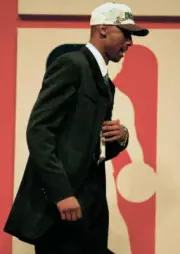 Draft Charlotte Hornets No 13 pick Kobe Bryant on stage after bein- Old Photo