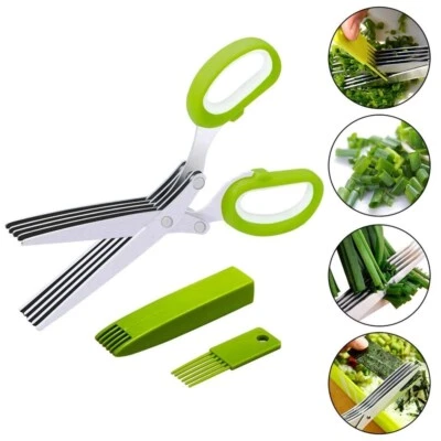 Multi-Layer Kitchen Food Scissor Shear Knife Minced Herb Vegetable Spices Cutter