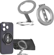 Magnetic Phone Grip,Magnetic Ring Holder for MagSafe Dual-Side Magnetic,Foldable & Adjustable Cell Phone Ring Holder Finger Kickstand,360° Adjustable Phone Grip with Kickstand for Most Phones