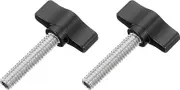 uxcell 2 Pcs 1/4" - 31 Thumb Screw, 304 Stainless Steel Threaded Knurled Thumbscrew Adjustable Tee Wing Screw Grip Knobs Clamping Screws for Kinds of Stand and Machine, Black