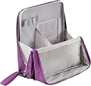 Doresty Makeup Bag, Portable Standing Makeup Bag, Multi-Purpose Large Capacity Oxford Cloth Toiletry Bags for Women, Waterproof Vertical Office Desktop Storage Bags with Compartments(Purple)