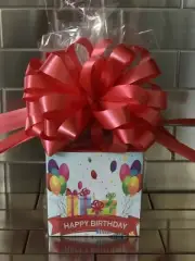 Happy Birthday Theme Chocolate Gift Basket-Box Red Bow Pick Chocolate Candy