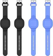 4 Packs Waterproof Bracelet for Tile Mate 2022, Soft Silicone Wristband Holder Full Case Cover Compatible with Tile Mate (2 Black+2 Blue)