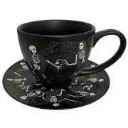 NEW Killstar Tea Cup & Saucer 15 oz Dance Macabre Skeletons