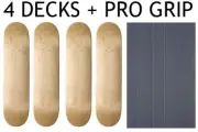 4 BLANK Skateboard DECKS Deck 8.5 in (8 1/2) NATURAL INCLUDES PRO GRIPTAPE