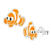 9mm Orange Clownfish Studs Solid 925 Sterling Silver Push Back Dainty Earrings