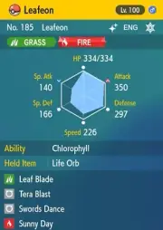 Pokemon Scarlet and Violet 6iv Shiny Max EV Leafeon