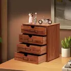 Desk Organizer with 4 Drawers Stackable Wooden Storage Box for Home Supplies