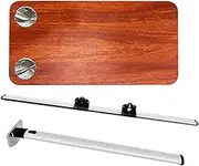 RV Folding Table – Wall Mounted Car Tray for Eating, Car Travel Essentials for Long Trips, with 2 Cup Holders, Adjustable Rail for RV, Camping, Home Office(Brown)