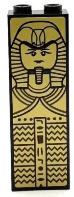 Lego New Dark Blue Tile 2 x 6 Dark Brown Mummy Hieroglyphs Sticker Part