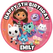 1 Gabby's Dollhouse Round Edible Cake Topper Rice Wafer Paper PERSONALISED 19cm