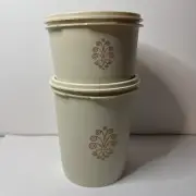 NEW Tupperware Servalier Canisters Set #1298 and #809 Beige Scroll