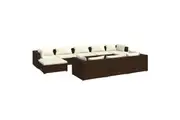 10 Piece Garden Lounge Set with Cushions Brown Poly Rattan vidaXL
