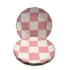 GODINGER Checkered Ceramic Salad Plates 8in Pink & White Set of 4 Plates New