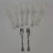 8 Godinger Silverplate Grape Forks Pastry Dessert Pie Leaves Grapevine 5-3/4”