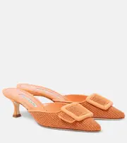 [Manolo Blahnik] Manolo Blahnik Maysale 50 raffia mules AU 6 orange
