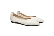 TARRAMARRA Women Leather Pointed Toe Ballet Flats Everly Cream