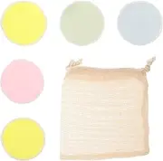 MUSISALY 5PCS Double Sided Makeup Remover Pads with Drawstring Bag Reusable Cleaning Pads for Gentle Makeup Removal for Womens Skincare Routine Random Color