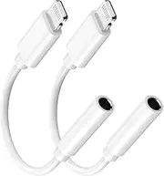 [Apple MFi Certified] iPhone Headphones Adapter, 2 Pack Lightning to 3.5 mm Headphone/Earphone Jack Aux Audio Converter Adapter Dongle Cable Compatible with iPhone 14 13 12 11 Pro Max XS XR X 8 7 6