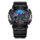 【CASIO】卡西歐 G-SHOCK 虛擬彩虹 GA-100RGB-1A 兩百米防水 雙顯運動電子錶 亮面黑/炫彩