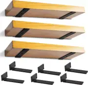 Heavy Duty Floating Shelf Brackets 1/5" Thick Industrial Black Metal L Brackets