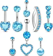 [UICCVOKK] 8 Pcs Belly Button Rings Belly Button Piercing, Belly Button Bars Belly Bars Set, Hypoallergenic Belly Ring, Navel Bars Set for Girls, one size, Copper, No Gemstone
