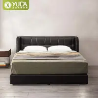 在飛比找momo購物網優惠-【YUDA 生活美學】維爾 黑色 6尺加大 皮革厚床底/床台