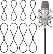 8 Pieces Black Universal Elastic Bands Replacement Microphone Shock Mount Rubber Ring Shock Mount Holder Clamp Clip for Microphone Shock Mount Mic Holder Clip