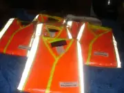 6 x-treme orange yellow solid vest silver reflective tape safety lot NEW